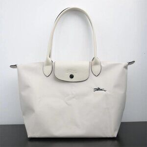 Pink white Longchamp women's long handle tote